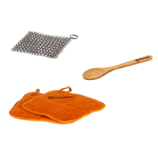 Petromax Feuertopf (Dutch Oven) Zubeh&ouml;r mit Topflappen t300 Ringreiniger Kochl&ouml;ffel mit Einbrand